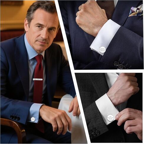 LIUANAN Father of the Bride Gifts Tie Clip/Bar & Cufflinks Set for Men A Father's Keepsake A Gift of Gratitude From Daughter to Father in Saudi Arabia
