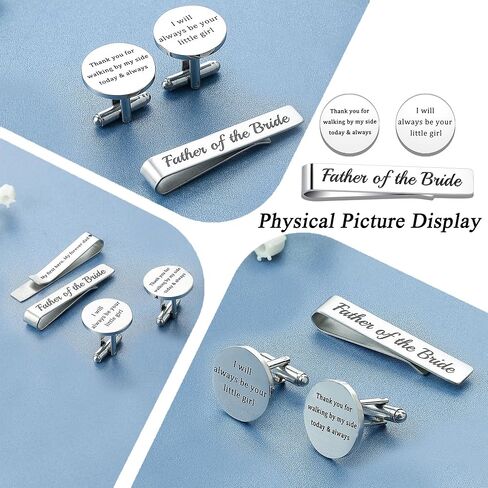 LIUANAN Father of the Bride Gifts Tie Clip/Bar & Cufflinks Set for Men A Father's Keepsake A Gift of Gratitude From Daughter to Father in Saudi Arabia