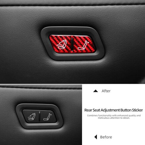 ملصق زر تعديل مقعد السيارة من BETTERHUMZ متوافق مع طراز Tesla Model Y Juniper 2026 2025 ملصق حماية من ألياف الكربون وإكسسوارات القوالب الداخلية للسيارة (أحمر) in Kuwait