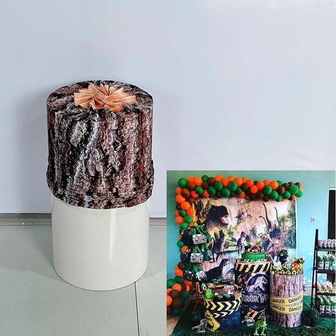 غطاء شجرة من الألياف اللدنة من NIVIUS PHOTO للدلاء المعدنية الأسطوانية - زخرفة جذعية خشبية واقعية لحفلات الديناصورات، ومناسبات أعياد الميلاد ذات طابع الغابة/الغابة in Kuwait