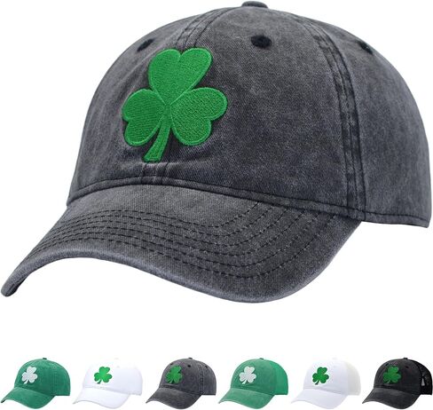 St Patricks Day Clover Hat Fits One Size&XXL - Ireland Men Women Shamrock Baseball Cap - Gifts for Dad Mom Grandpa Grandma in Saudi Arabia