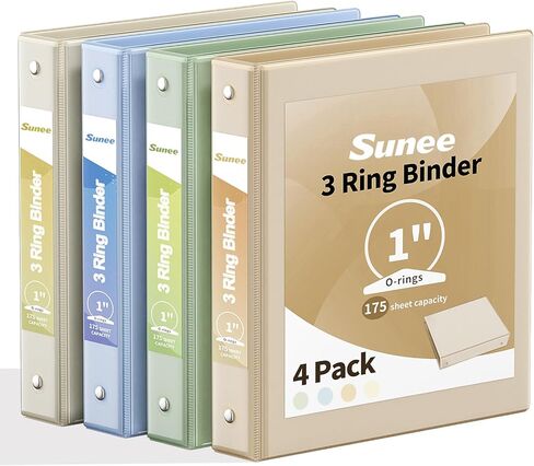 SUNEE 3 Ring Binders 2 Inch 4 Pack, Clear View Binder Three Ring PVC-Free (Fit 8.5x11 Inches) for School or Office Supplies, Assorted Pastel in Kuwait