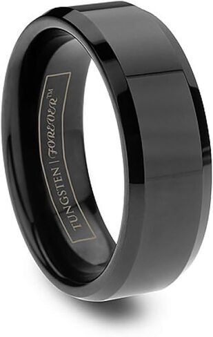 Eclipse Beveled Black Tungsten Wedding Band 6mm 8mm in Kuwait