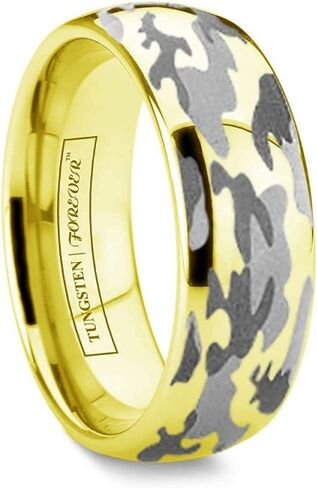 The General Gold Camouflage Design Tungsten Carbide Ring 8mm in Kuwait