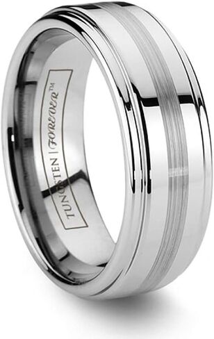 Fortitude Step Edge Brushed Center Tungsten Wedding Band 8mm in Kuwait