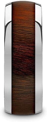 DALBERG Tungsten Carbide Rosewood Inlay Polished Finish Men’s Domed Wedding Ring - 8mm in Saudi Arabia