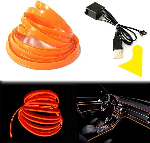 9.8ft EL سلك أزرق للسيارة، ضوء داخلي للسيارة، يعمل بمنفذ USB 6 مم شريط إضاءة مرن قابل للانحناء للسيارة، مناسب لتزيين لوحة القيادة/الباب/الأدوات in Kuwait