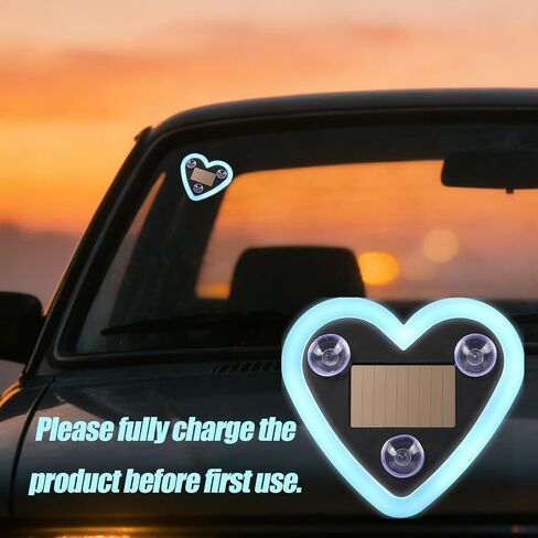 Solar-Powered Heart-Shaped Neon Led Light, Multi-Mode Car Window Wireless Led Ambient Light with Silicone Suction Cup & Charging Cable Accessories for Christmas Valentine or Anniversary in Saudi Arabia