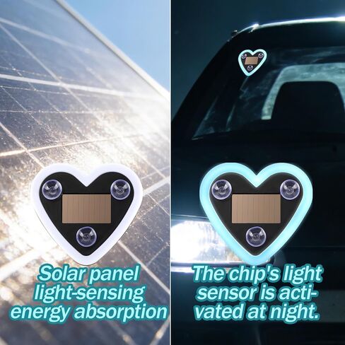 Solar-Powered Heart-Shaped Neon Led Light, Multi-Mode Car Window Wireless Led Ambient Light with Silicone Suction Cup & Charging Cable Accessories for Christmas Valentine or Anniversary in Saudi Arabia