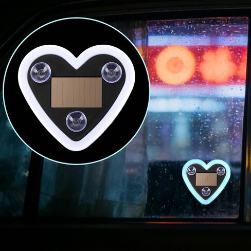 Solar-Powered Heart-Shaped Neon Led Light, Multi-Mode Car Window Wireless Led Ambient Light with Silicone Suction Cup & Charging Cable Accessories for Christmas Valentine or Anniversary in Saudi Arabia
