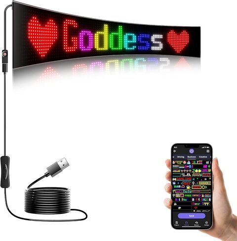 LED Sign - APP Control Scrolling&Stationary Display DIY Programmable Custom Sign Waterproof Flexible USB 5V for Window Ads,Parties Weddings Store Bar Hotel NEMGOME (Black, 27x5in) in Saudi Arabia