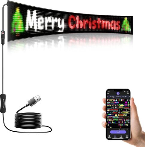 LED Sign - APP Control Scrolling&Stationary Display DIY Programmable Custom Sign Waterproof Flexible USB 5V for Window Ads,Parties Weddings Store Bar Hotel NEMGOME (Black, 27x5in) in Saudi Arabia