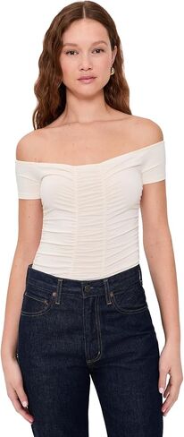 L'AGENCE Women's Baliegh Off Shoulder Ruched Bodysuit in Saudi Arabia