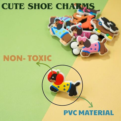 11pcs Dachshund Dog Shoe Charms, PVC Animals Decorations Charms for Shoes, Sandals, Bags, Gifts for Birthday, Holiday, Party in Kuwait