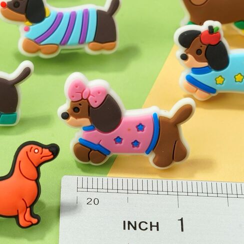 11pcs Dachshund Dog Shoe Charms, PVC Animals Decorations Charms for Shoes, Sandals, Bags, Gifts for Birthday, Holiday, Party in Kuwait
