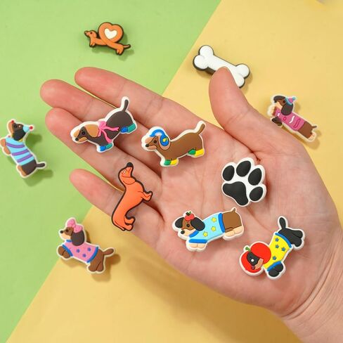 11pcs Dachshund Dog Shoe Charms, PVC Animals Decorations Charms for Shoes, Sandals, Bags, Gifts for Birthday, Holiday, Party in Kuwait