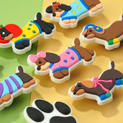 11pcs Dachshund Dog Shoe Charms, PVC Animals Decorations Charms for Shoes, Sandals, Bags, Gifts for Birthday, Holiday, Party in Kuwait