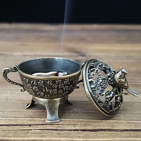Magpie Lucky Incense Burner Metal Lotus Incense Burner Bowl Incense Holder with Handle Yoga Meditation Home Decor Ancient Style in Saudi Arabia