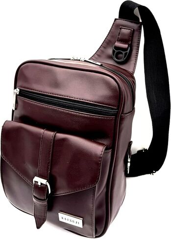 Premium Leather Crossbody Chest Bag – Sling Shoulder Backpack for Men – Compact, Stylish & Travel-Ready in Saudi Arabia