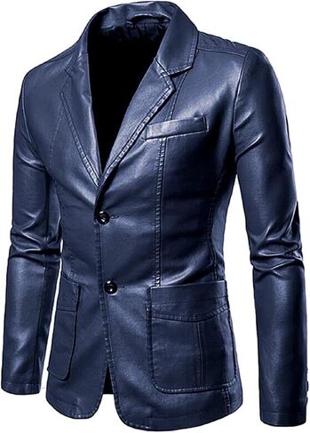Mens Leather Jacket Faux Leather Motorcycle Jackets Blazer for Men Biker Coat Outwear in Saudi Arabia