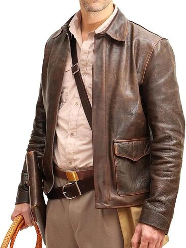 Mens Raider Of The Lost Jones Leather Jacket – Vintage Harrison Indiana Leather Jacket – Distressed Leather Jacket in Saudi Arabia
