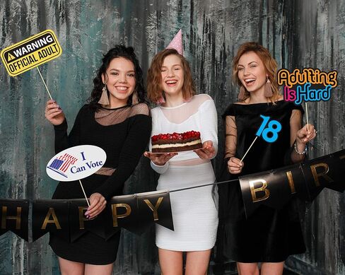 18th Birthday Photo Booth Props - 40 Pieces - Funny Birthday Party Supplies for Him or Her - Photo Booth Decorations, Favors and Gifts in Saudi Arabia