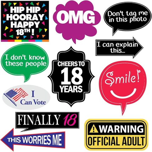 18th Birthday Photo Booth Props - 40 Pieces - Funny Birthday Party Supplies for Him or Her - Photo Booth Decorations, Favors and Gifts in Saudi Arabia