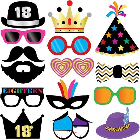 18th Birthday Photo Booth Props - 40 Pieces - Funny Birthday Party Supplies for Him or Her - Photo Booth Decorations, Favors and Gifts in Saudi Arabia
