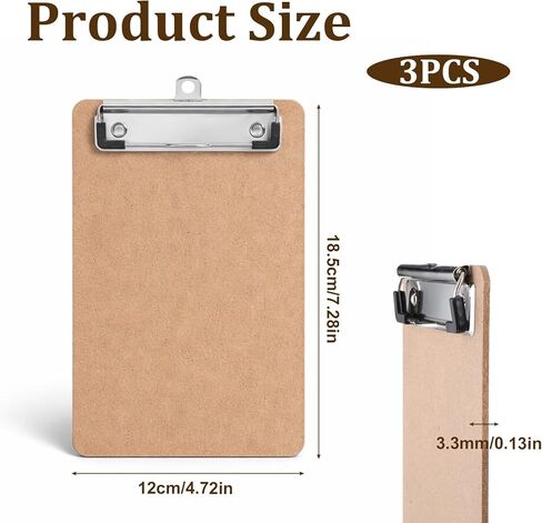 3PCS Mini Clipboards, 7.3 X 4.7 Inch Small Pocket Wood Memo Clipboards, Pocket Clipboard, Mini Clip Board Wood Clipboard for Small Notepads Receipts Tickets in Saudi Arabia