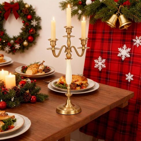 Christmas Candlestick Large 3/5 Arms Metal Candelabra Wedding Event Candelabra Candlestick Candleholders for Wedding Dining Table Xmas Party Home Decor in Kuwait