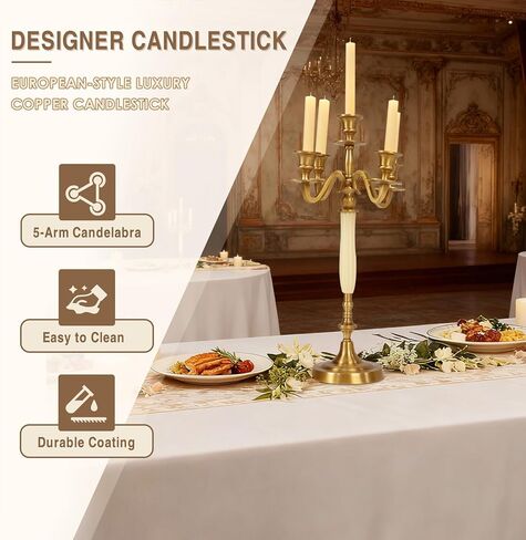 Generic 3/5 Candle Metal Candelabra Candlestick Candlestick Holders Wedding Event Candelabra for Wedding Dining Table Xmas Party Home Decor in Kuwait