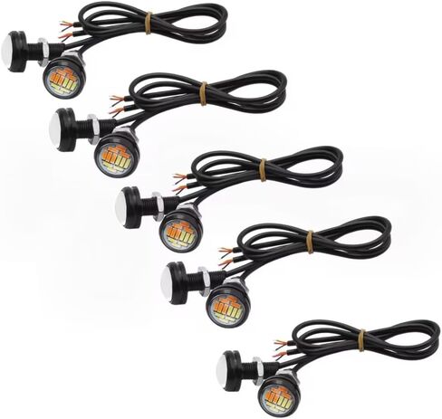 10 قطعة 23 مللي متر LED عين النسر أضواء 12 فولت ثنائي اللون 4014 12 SMD سيارة النهار تشغيل أضواء بقعة مصباح إشارة أبيض أصفر احتياطية وقوف السيارات لمبة in Kuwait