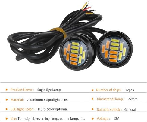 10 قطعة 23 مللي متر LED عين النسر أضواء 12 فولت ثنائي اللون 4014 12 SMD سيارة النهار تشغيل أضواء بقعة مصباح إشارة أبيض أصفر احتياطية وقوف السيارات لمبة in Kuwait
