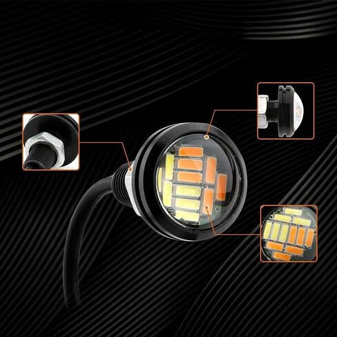 10 قطعة 23 مللي متر LED عين النسر أضواء 12 فولت ثنائي اللون 4014 12 SMD سيارة النهار تشغيل أضواء بقعة مصباح إشارة أبيض أصفر احتياطية وقوف السيارات لمبة in Kuwait