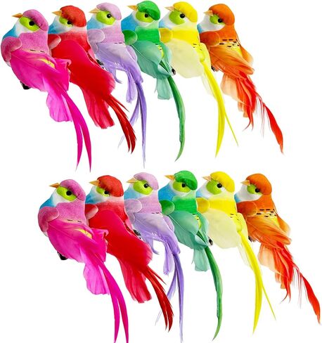 12 قطعة مشبك الطيور الاصطناعية على الطيور ديكور الربيع والصيف الحلي لشجرة ساحة الفناء إكليل تصاميم زهرة ترتيبات الزهور ديكور الحديقة in Kuwait