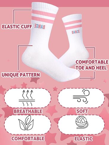Dance Themed Embroidered Crew Socks Valentines Dance Team Gifts Bulk for Teacher Dancer Lovers Women in Kuwait