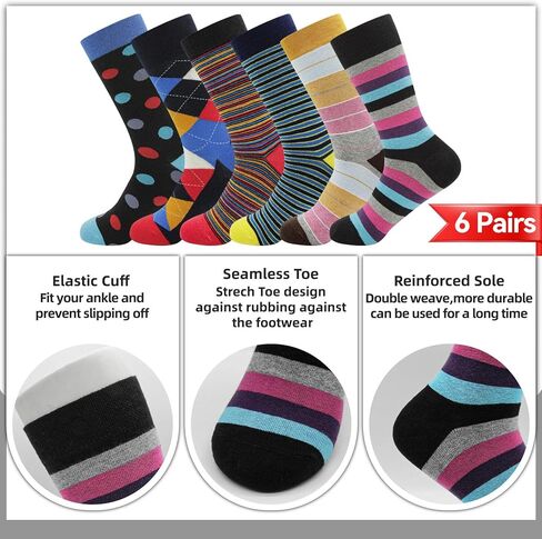 Colorful Striped Socks for Women Cotton Casual Work Running Black White Grey Socks Size 7-9 and 9-11 6 Pairs in Saudi Arabia