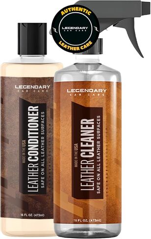 منظف ​​وبلسم جلدي أسطوري 16oz - يرطب وينظف ويحمي الجزء الداخلي للسيارة من الأشعة فوق البنفسجية - مجموعة تفصيلية متعددة الاستخدامات لمقاعد السيارة - غير دهني، يعيد الجلد in Kuwait