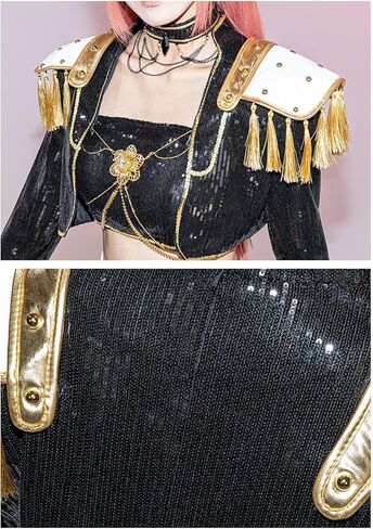 OSIAS Women Mira Cosplay Costume Golden Stage Outfit Black With Sequined Design in Saudi Arabia