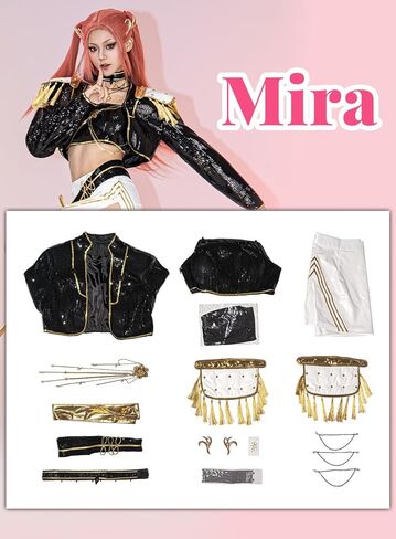 OSIAS Women Mira Cosplay Costume Golden Stage Outfit Black With Sequined Design in Saudi Arabia