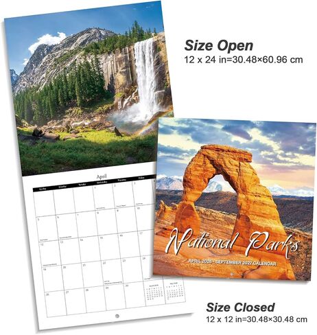 Calendar 2026-2027 - 2026-2027 Wall Calendar: APR.2026 - SEP.2027, 12" x 24" (Opened), Full Page Monthly View, Thick & Sturdy Paper for Gift, Perfect Nature Calendar Organizing & Planning in Saudi Arabia