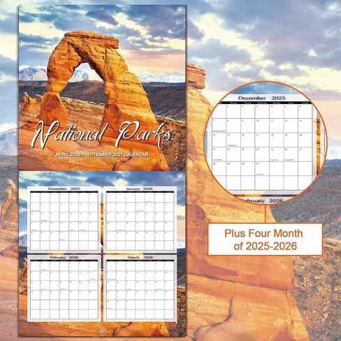 Calendar 2026-2027 - 2026-2027 Wall Calendar: APR.2026 - SEP.2027, 12" x 24" (Opened), Full Page Monthly View, Thick & Sturdy Paper for Gift, Perfect Nature Calendar Organizing & Planning in Saudi Arabia