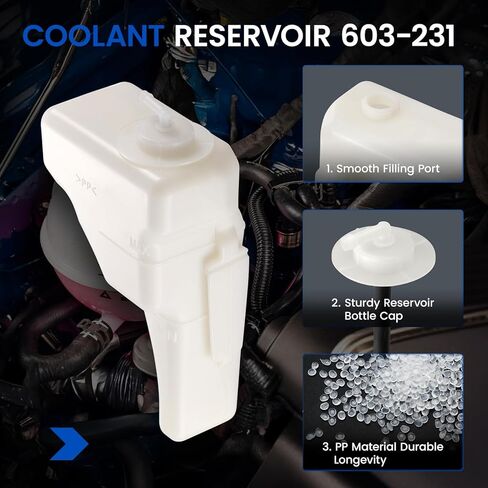Engine Coolant Reservoir Tank 603-231 Compatible with Honda Civic Civic del Sol 1992-1997 Compatible with Honda Civic del Sol 1993-1997 Civic 1992-1995 1.5L 1.6L L4 Replace 19101-P08-000 in Saudi Arabia