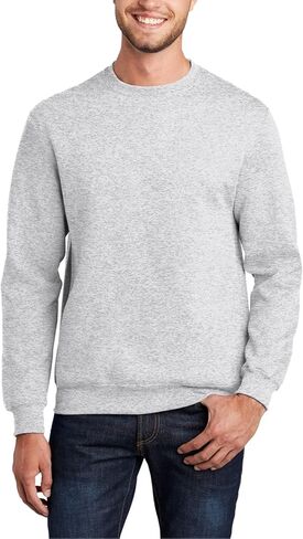 JustBlanks Cozy Fleece Sweatshirts for Men - Soft Plain Crewneck Pullover, Warm Crew Neck Men’s Sweatshirt in Saudi Arabia