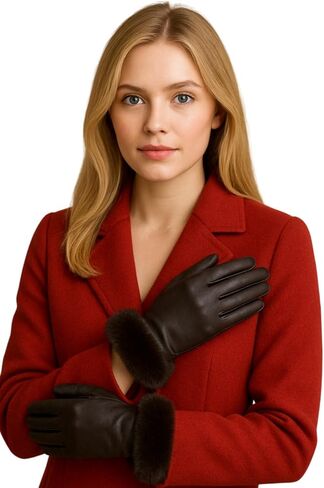 Leather Glove-Gloves-Women’s Lambskin Leather Handwear with Cashmere Lining –Soft, Warm Winter Dress & Driving Accessory in Saudi Arabia