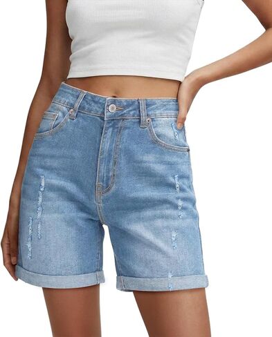 SANMM Jean Shorts Womens High Waisted Summer Stretchy Denim Short Casual Hot Jorts with Pockets in Kuwait