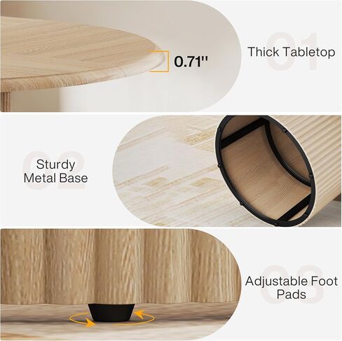 Tribesigns 47" Round Conference Table for 4-6 People, Farmhouse Wooden Meeting Room Table with Sturdy Fluted Metal Base, Modern Office Training Desk for Office, Conference Room in Saudi Arabia