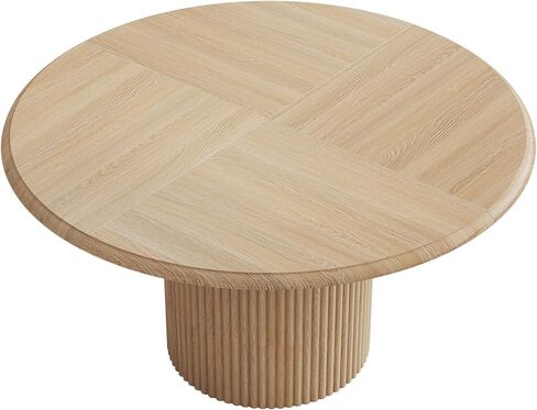 Tribesigns 47" Round Conference Table for 4-6 People, Farmhouse Wooden Meeting Room Table with Sturdy Fluted Metal Base, Modern Office Training Desk for Office, Conference Room in Saudi Arabia