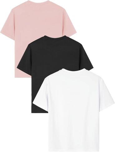 3-Pack Girls Short Sleeve Graphic Tees, Printed Crew Neck T-Shirts for Kids 8–14 in Saudi Arabia