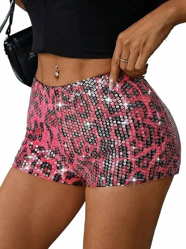OLYCN Women's Y2K Sequin Micro Shorts Low Rise Bodycon Sparkly Mini Shorts Sexy Going Out Bottoms Rave Party Clubwear in Saudi Arabia